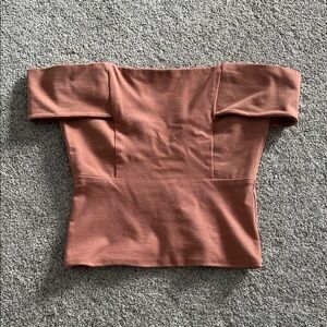 Chic Off-Shoulder Brown Crop Top